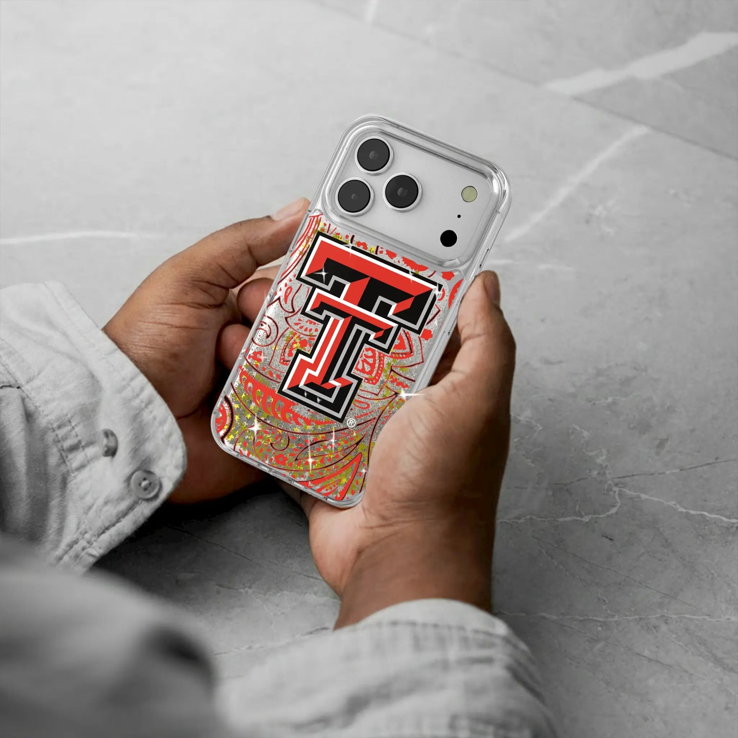 Texas Tech Red Raiders Paisley Glitter Phone Case for Apple iPhone