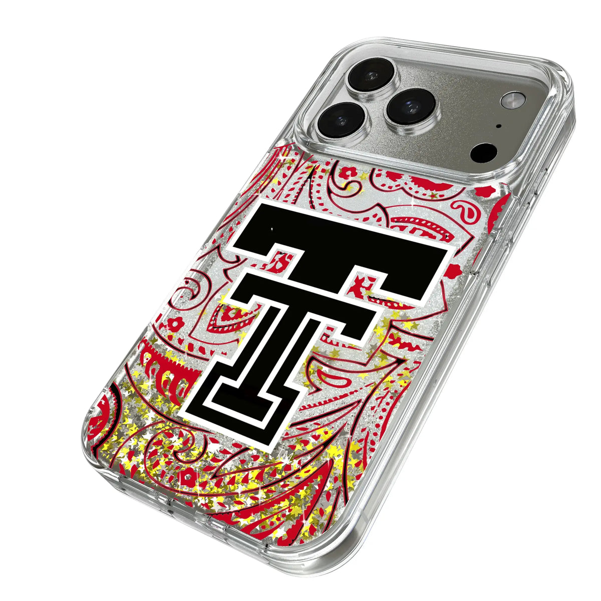 Texas Tech Red Raiders Paisley Glitter Phone Case for Apple iPhone