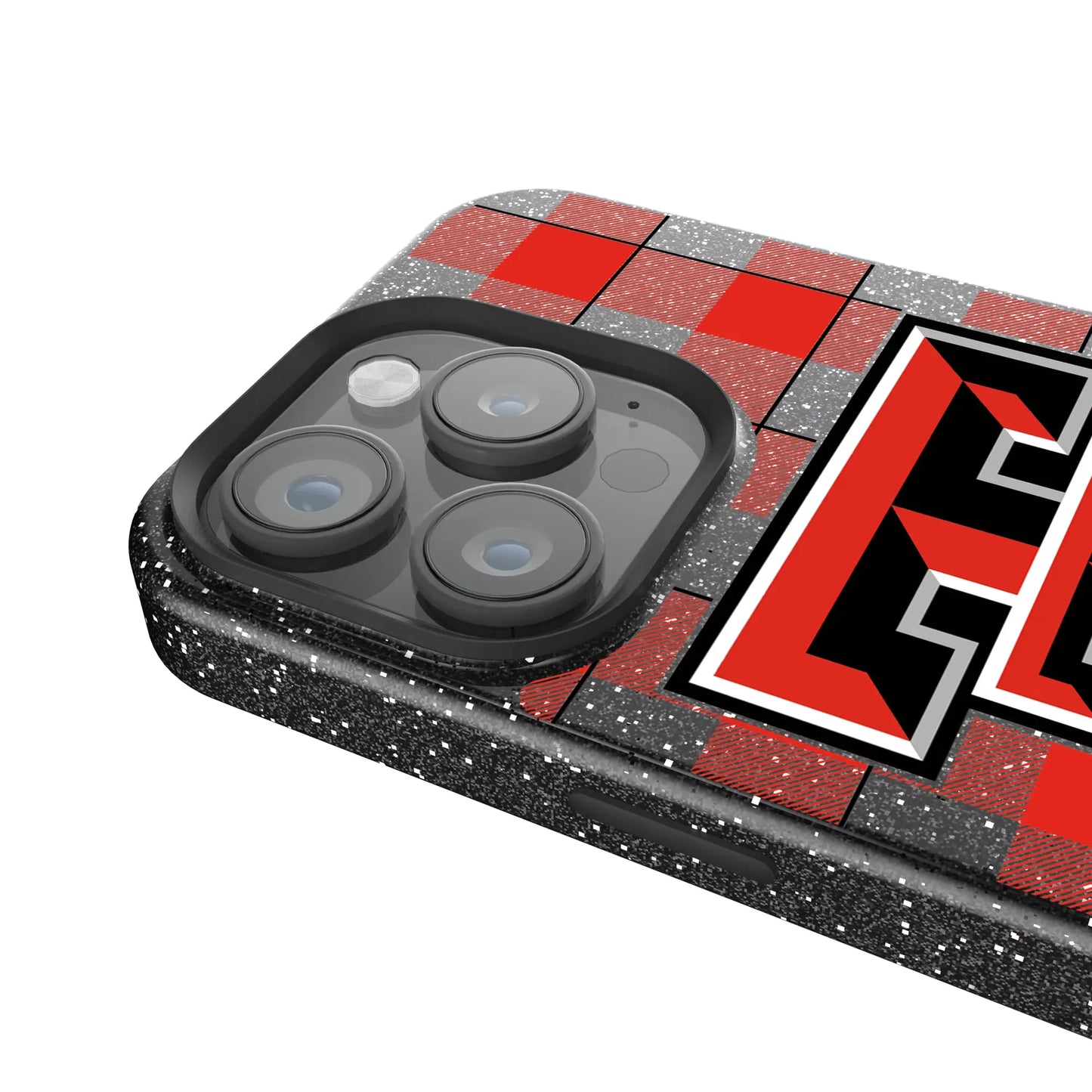 Texas Tech Red Raiders Plaid Black Bling Phone Case for Apple iPhone