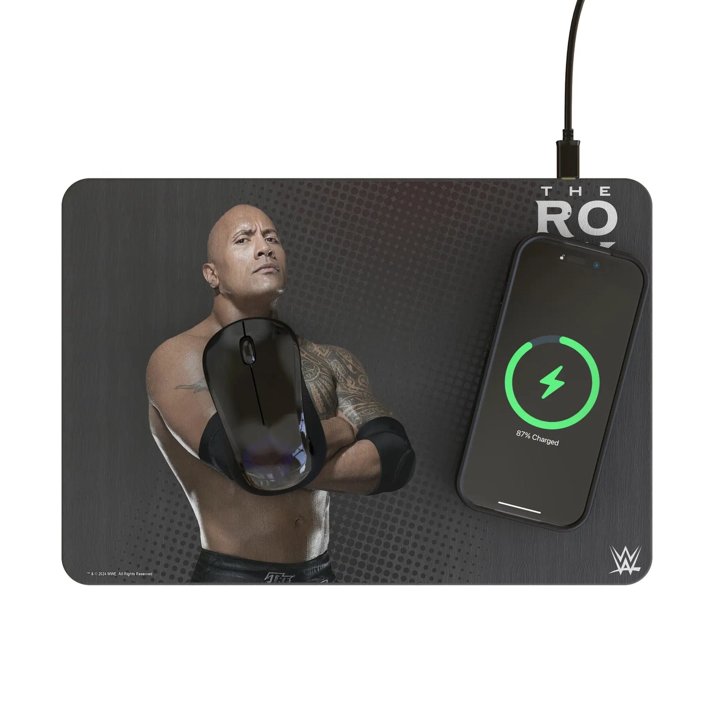 The Rock Superstar 15-Watt Wireless Charger and Mouse Pad