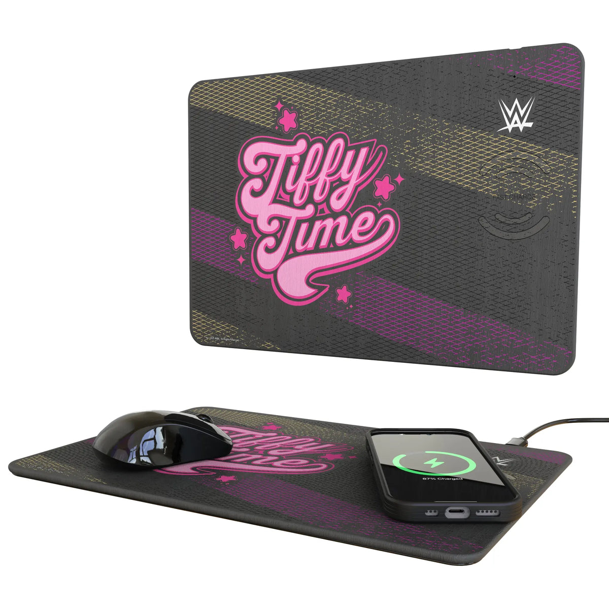 Tiffany Stratton Steel 15-Watt Wireless Charger and Mouse Pad