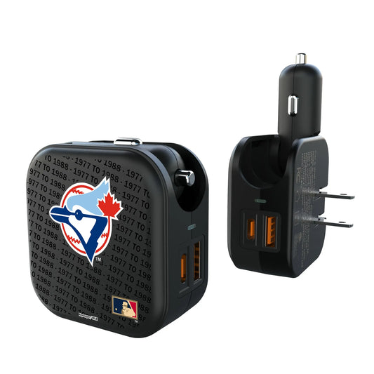 Toronto Blue Jays 1977-1988 - Cooperstown Collection Text Backdrop 2 in 1 USB A/C Charger