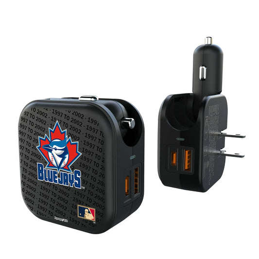 Toronto Blue Jays 1997-2002 - Cooperstown Collection Text Backdrop 2 in 1 USB A/C Charger
