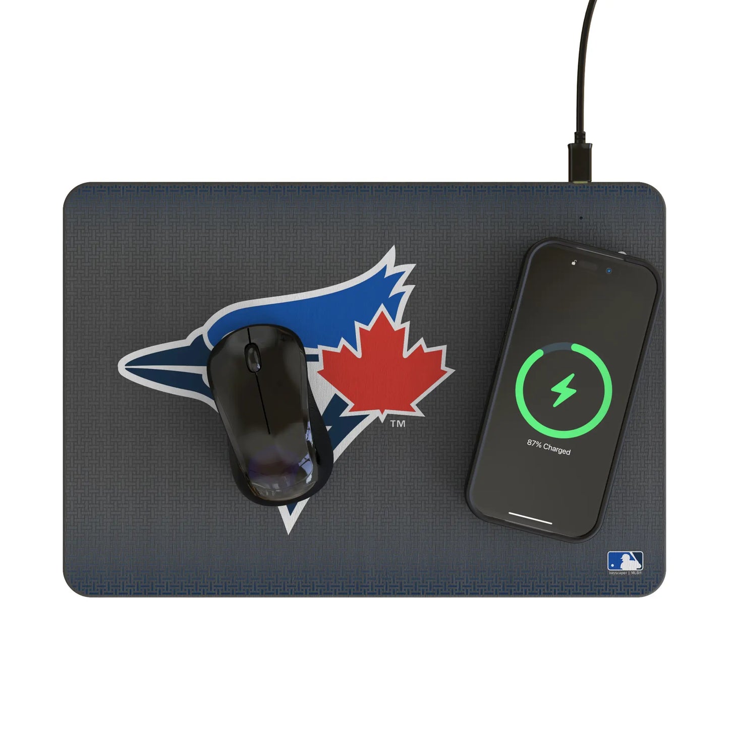 Toronto Blue Jays Linen 15-Watt Wireless Charger and Mouse Pad