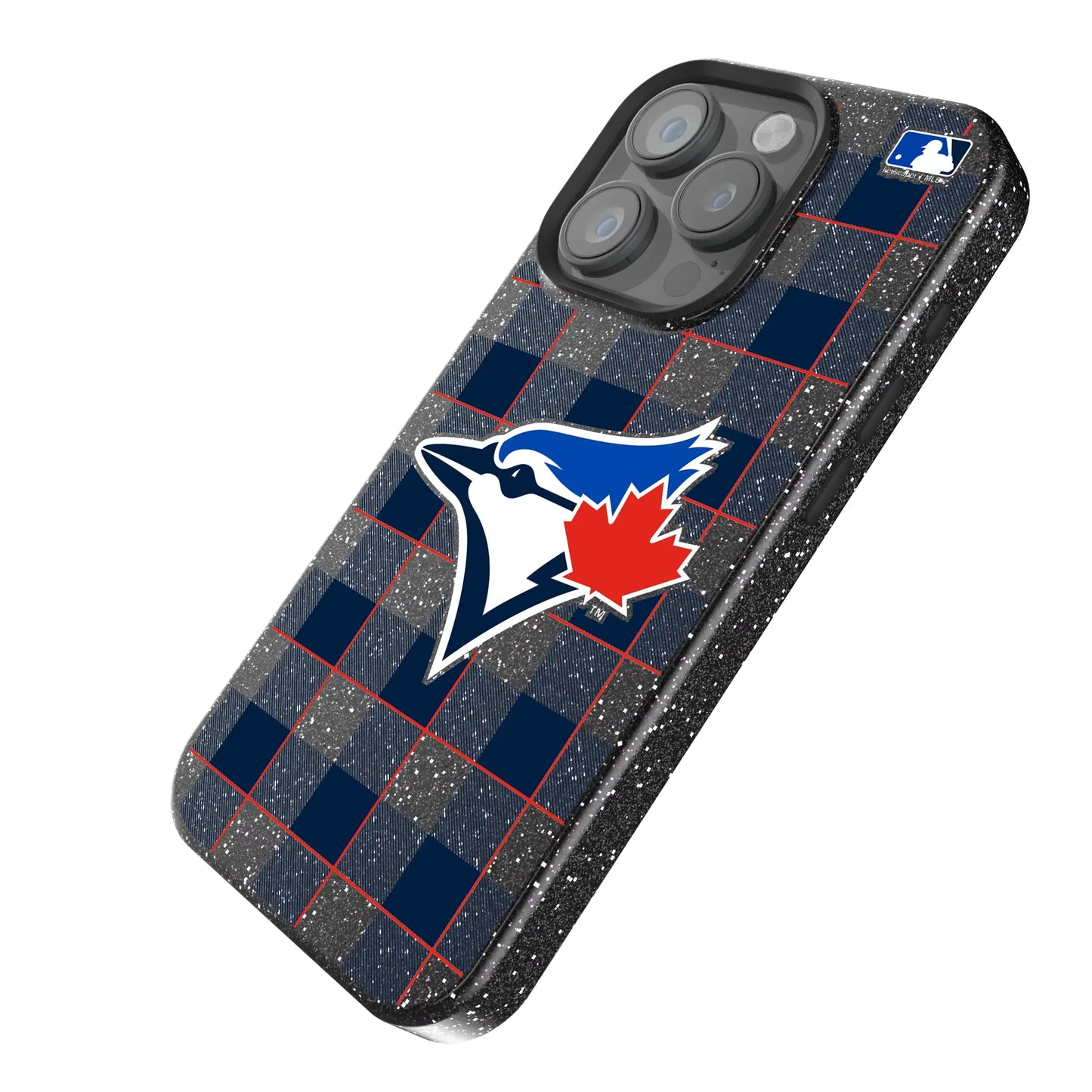 Toronto Blue Jays Plaid Black Bling Phone Case for Apple iPhone