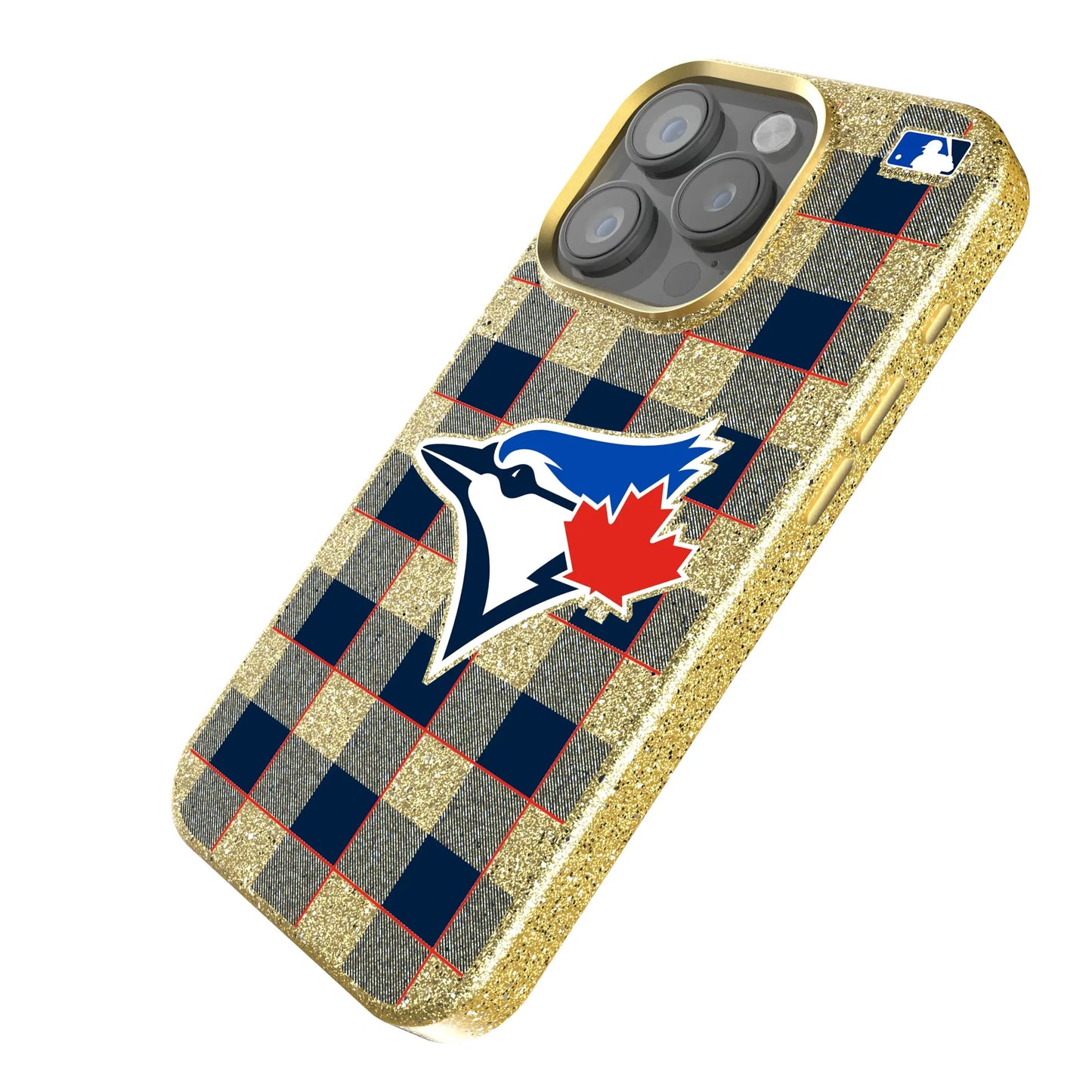Toronto Blue Jays Plaid Bling Phone Case for Apple iPhone