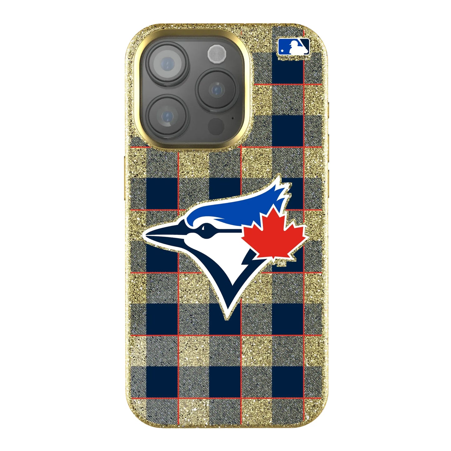 Toronto Blue Jays Plaid Bling Phone Case for Apple iPhone
