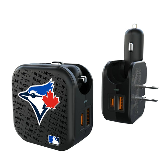Toronto Blue Jays Text Backdrop 2 in 1 USB A/C Charger