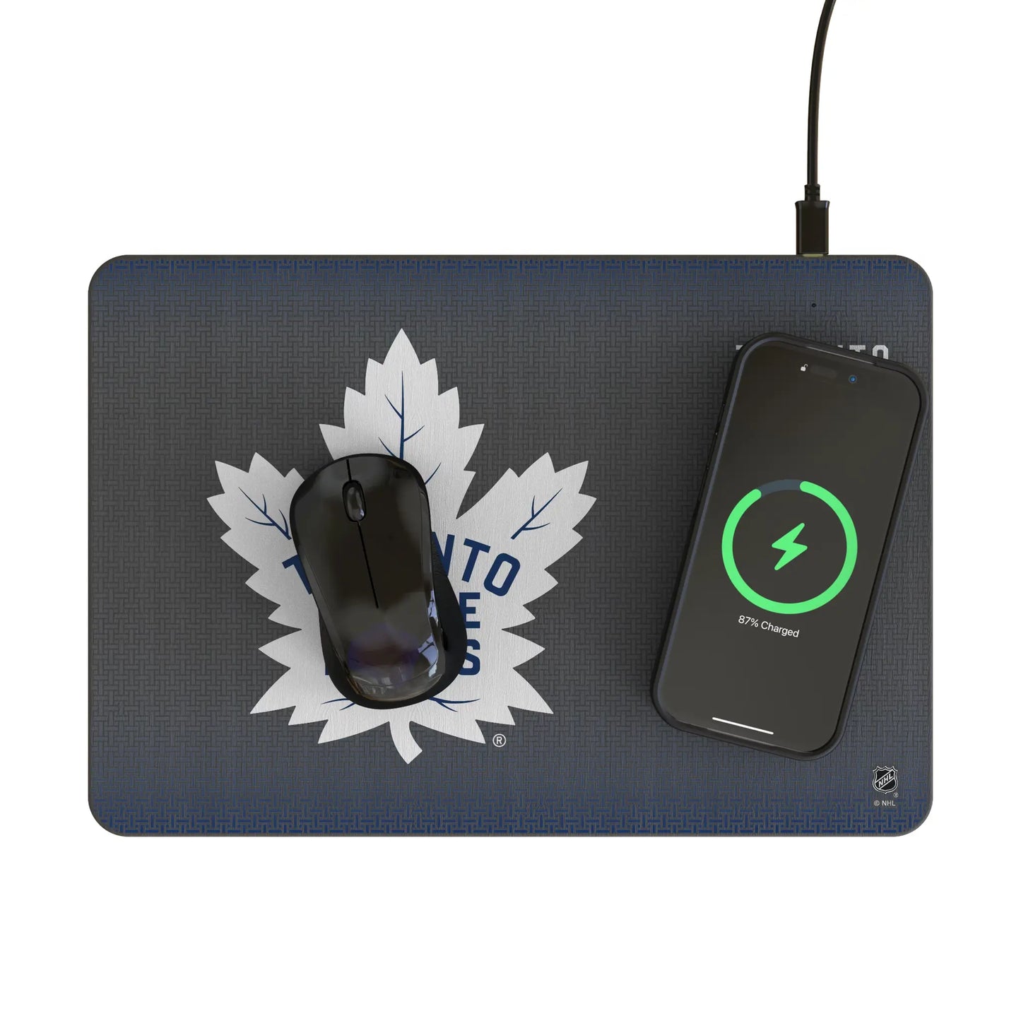 Toronto Maple Leafs Linen 15-Watt Wireless Charger and Mouse Pad