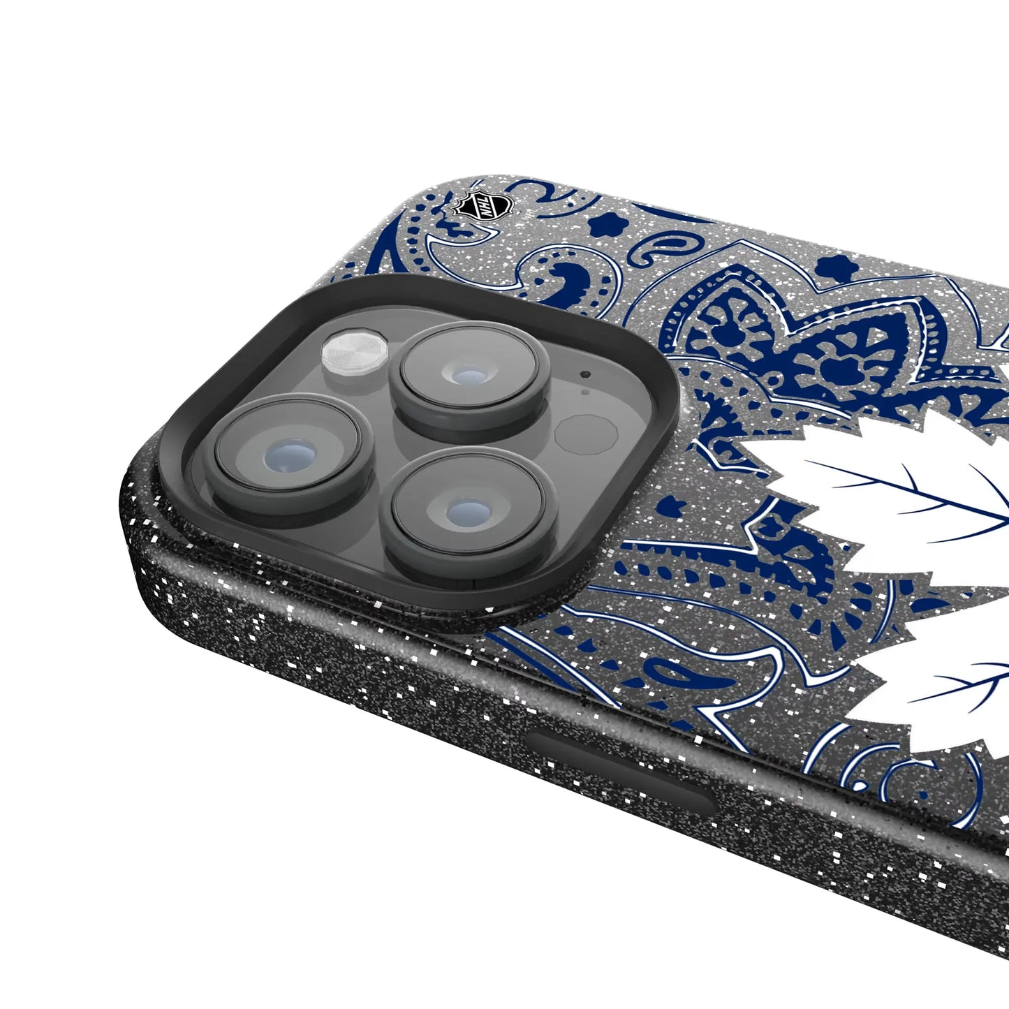 Toronto Maple Leafs Paisley Black Bling Phone Case for Apple iPhone