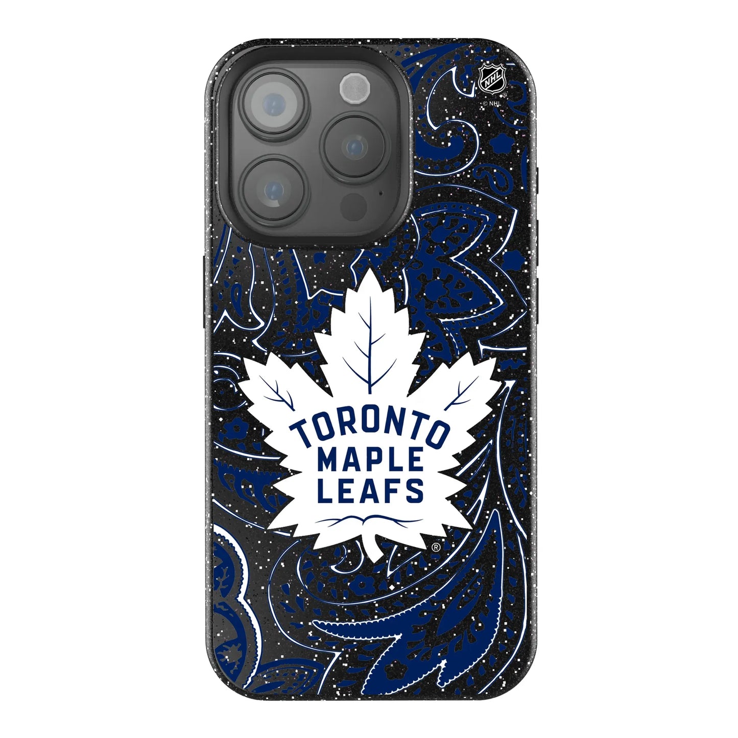 Toronto Maple Leafs Paisley Black Bling Phone Case for Apple iPhone