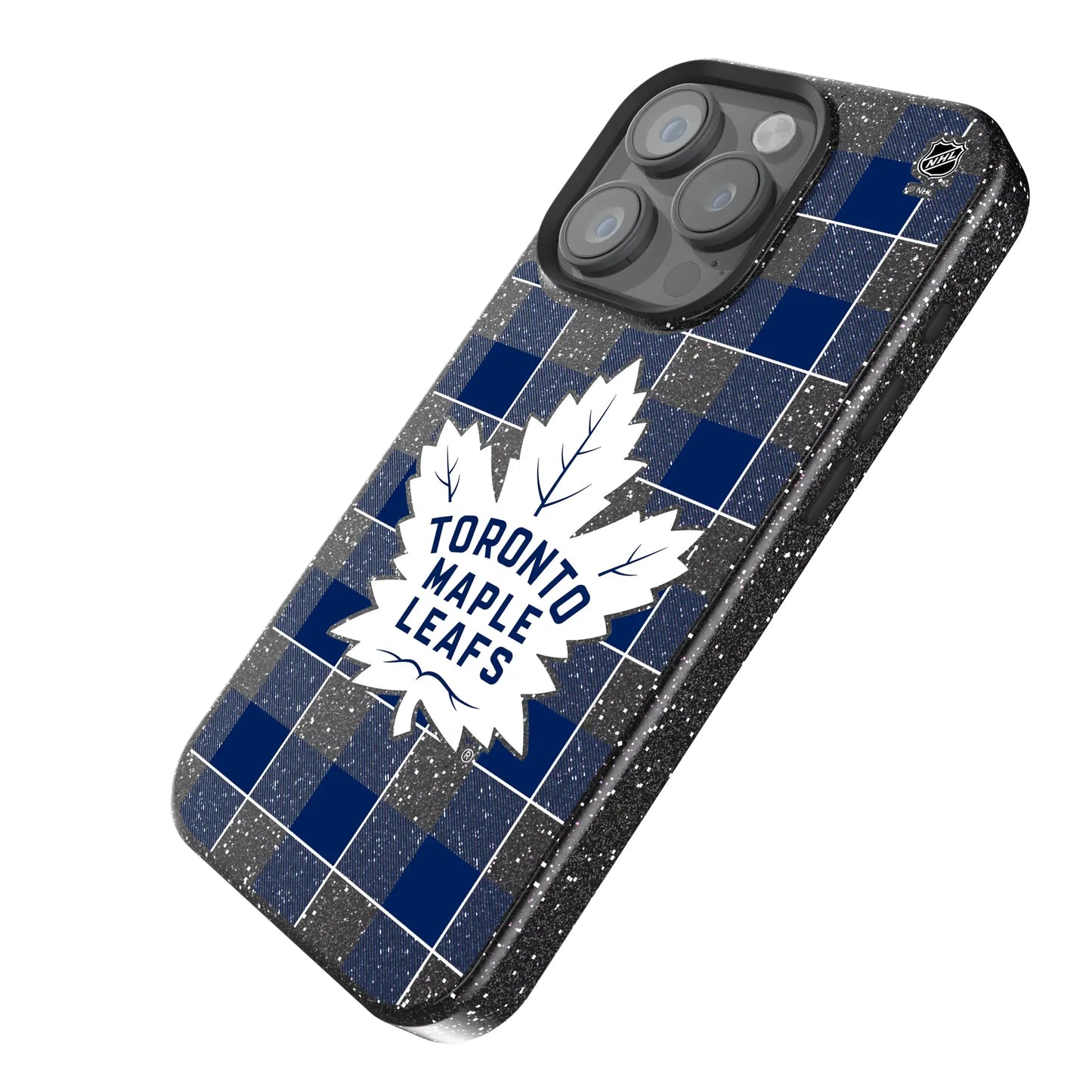 Toronto Maple Leafs Plaid Black Bling Phone Case for Apple iPhone
