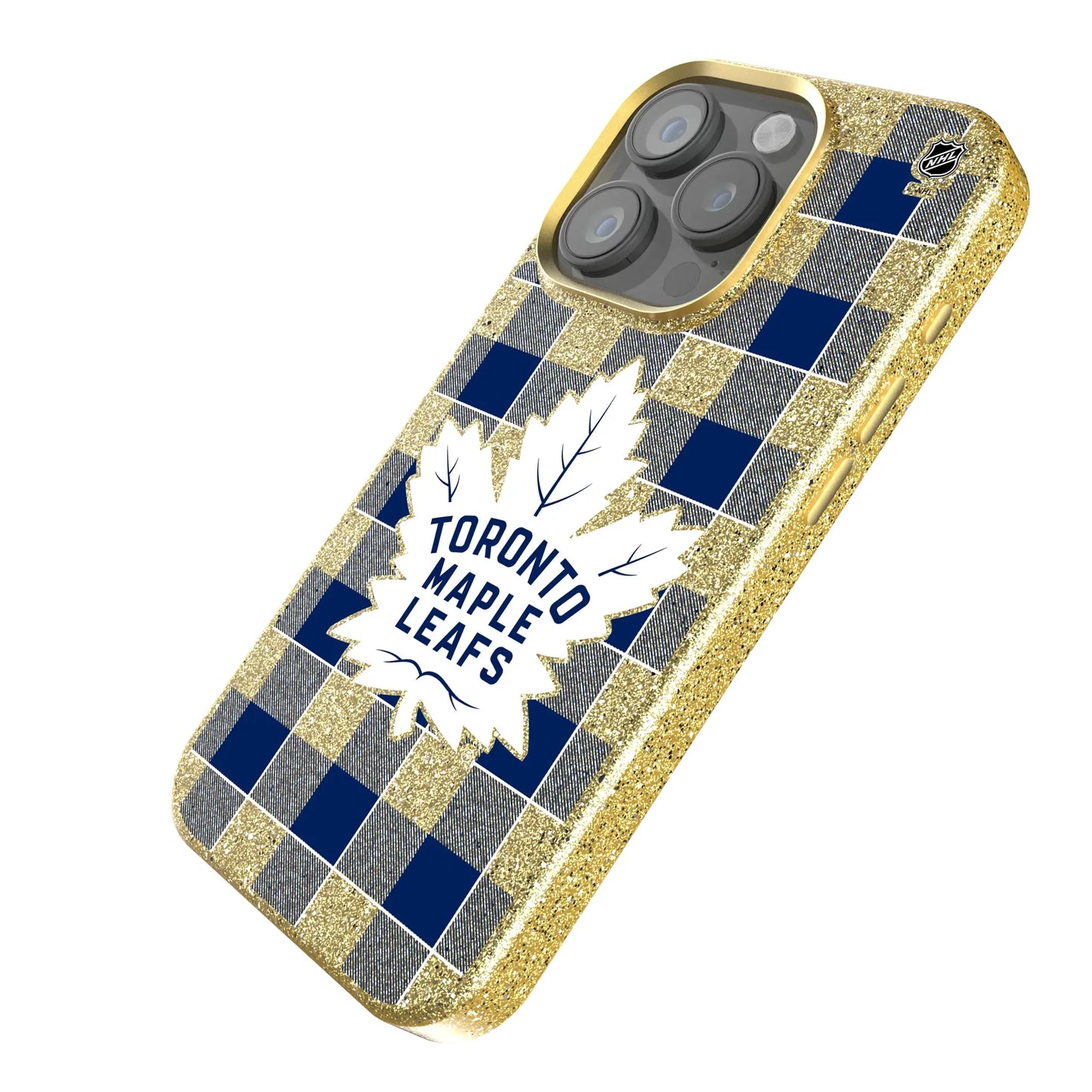 Toronto Maple Leafs Plaid Bling Phone Case for Apple iPhone