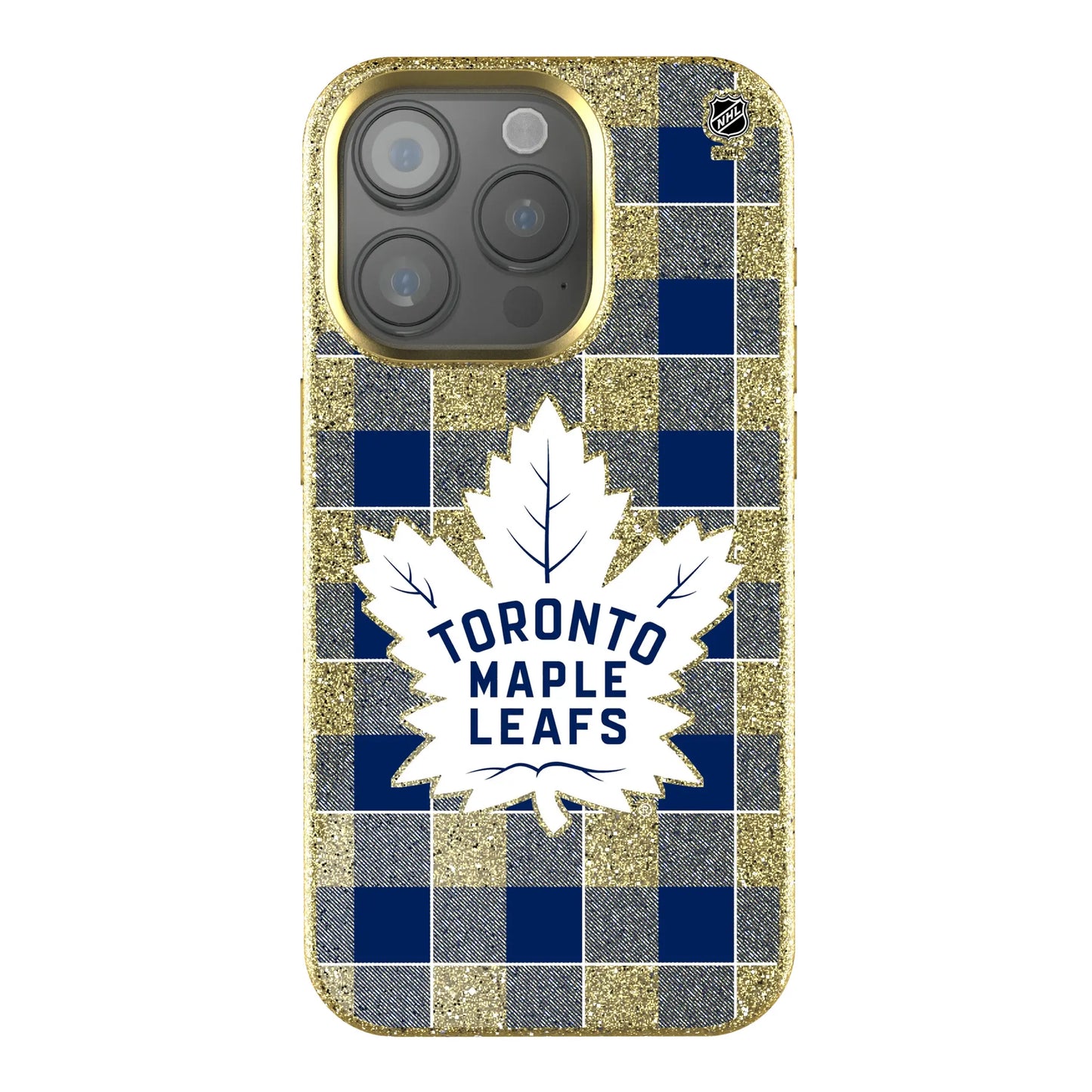 Toronto Maple Leafs Plaid Bling Phone Case for Apple iPhone