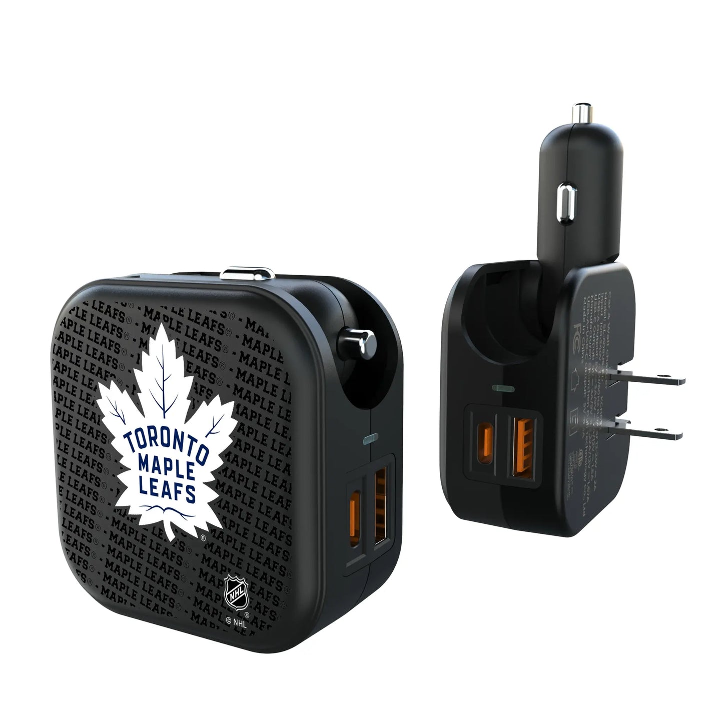 Toronto Maple Leafs Text Backdrop 2 in 1 USB A/C Charger