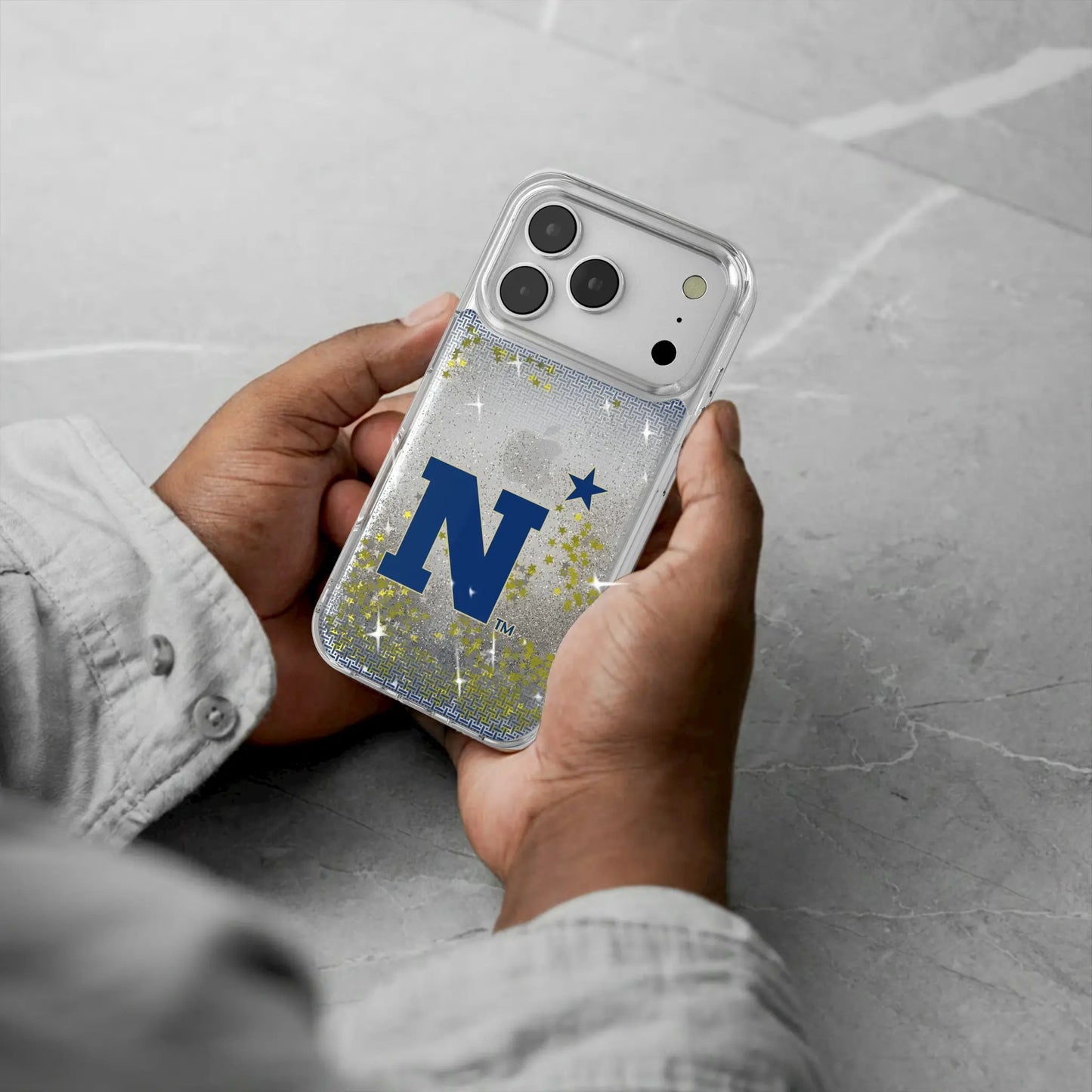 United State Naval Academy Midshipmen Linen Glitter Phone Case for Apple iPhone
