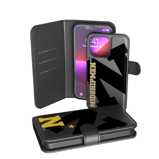United State Naval Academy Midshipmen Monocolor Tilt Wallet Phone Case for Apple iPhone