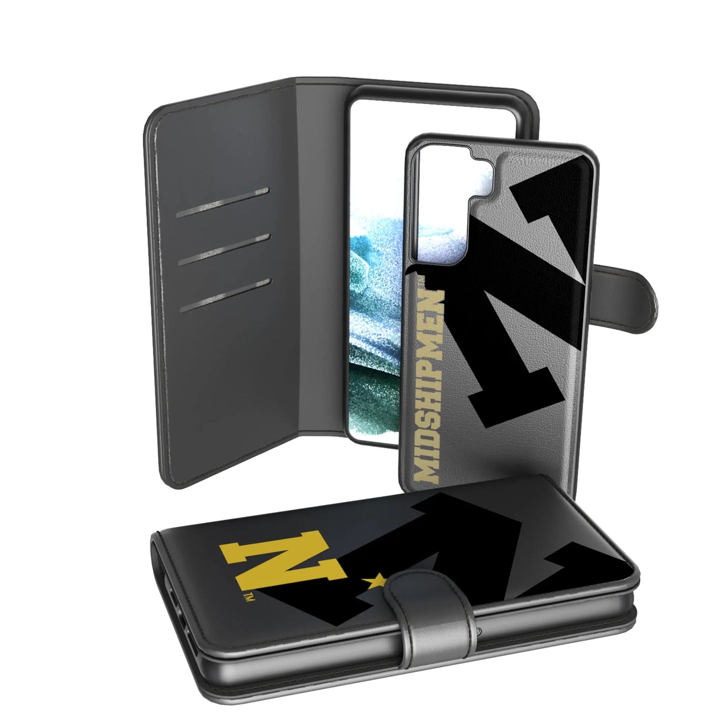 United State Naval Academy Midshipmen Monocolor Tilt Wallet Phone Case for Apple iPhone