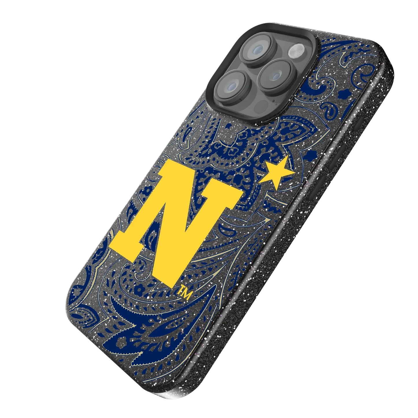 United State Naval Academy Midshipmen Paisley Black Bling Phone Case for Apple iPhone