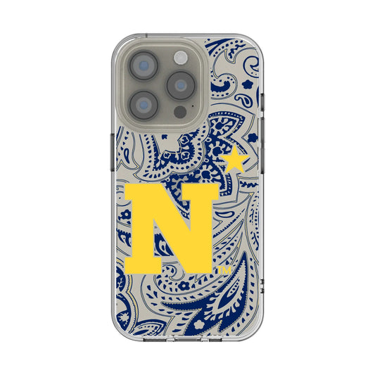 United State Naval Academy Midshipmen Paisley Clear Phone Case for Apple iPhone