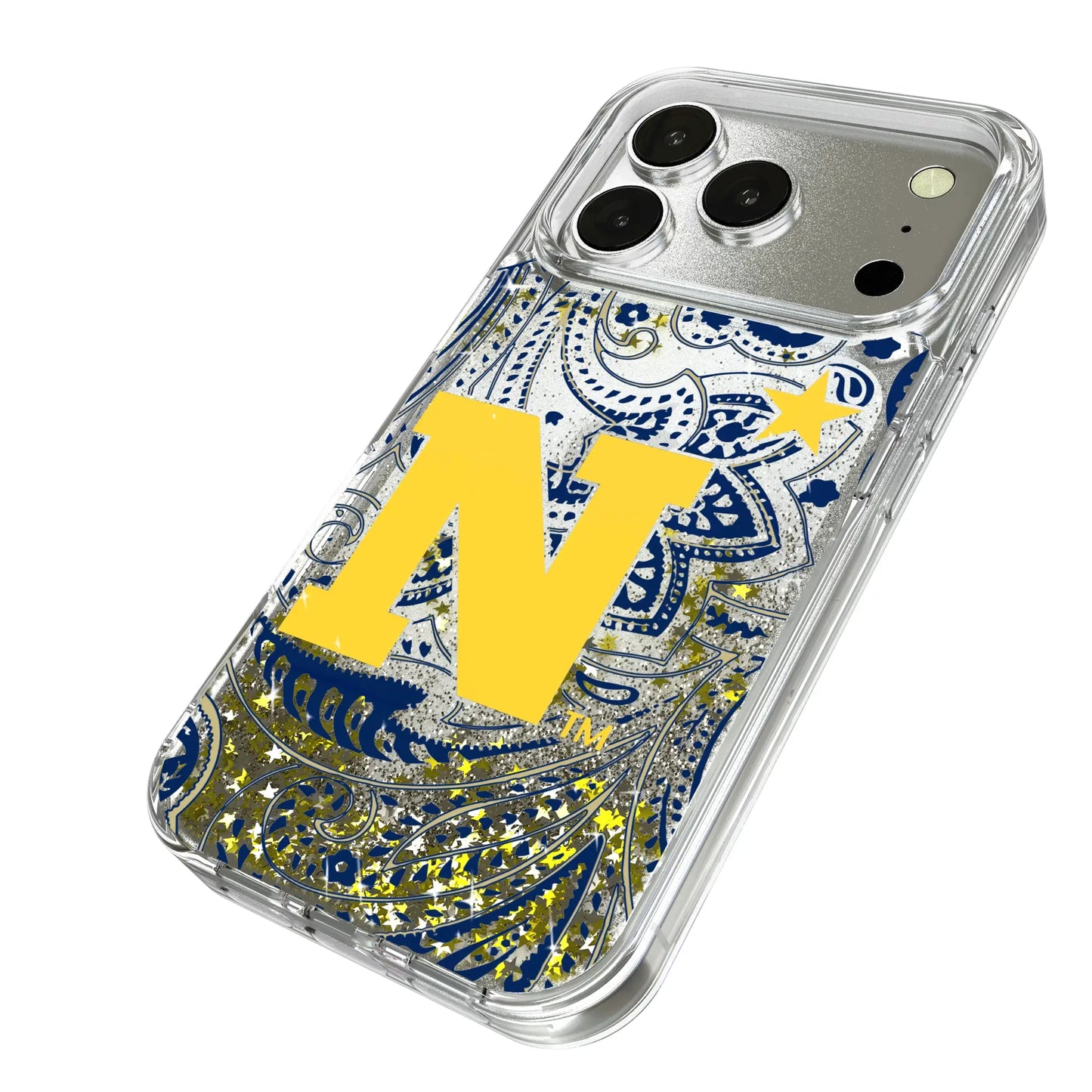 United State Naval Academy Midshipmen Paisley Glitter Phone Case for Apple iPhone