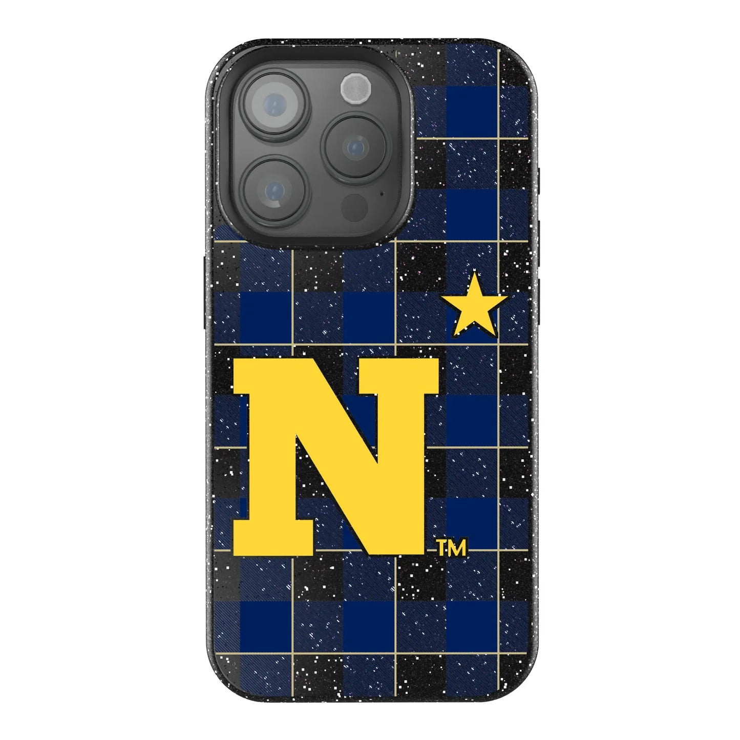 United State Naval Academy Midshipmen Plaid Black Bling Phone Case for Apple iPhone