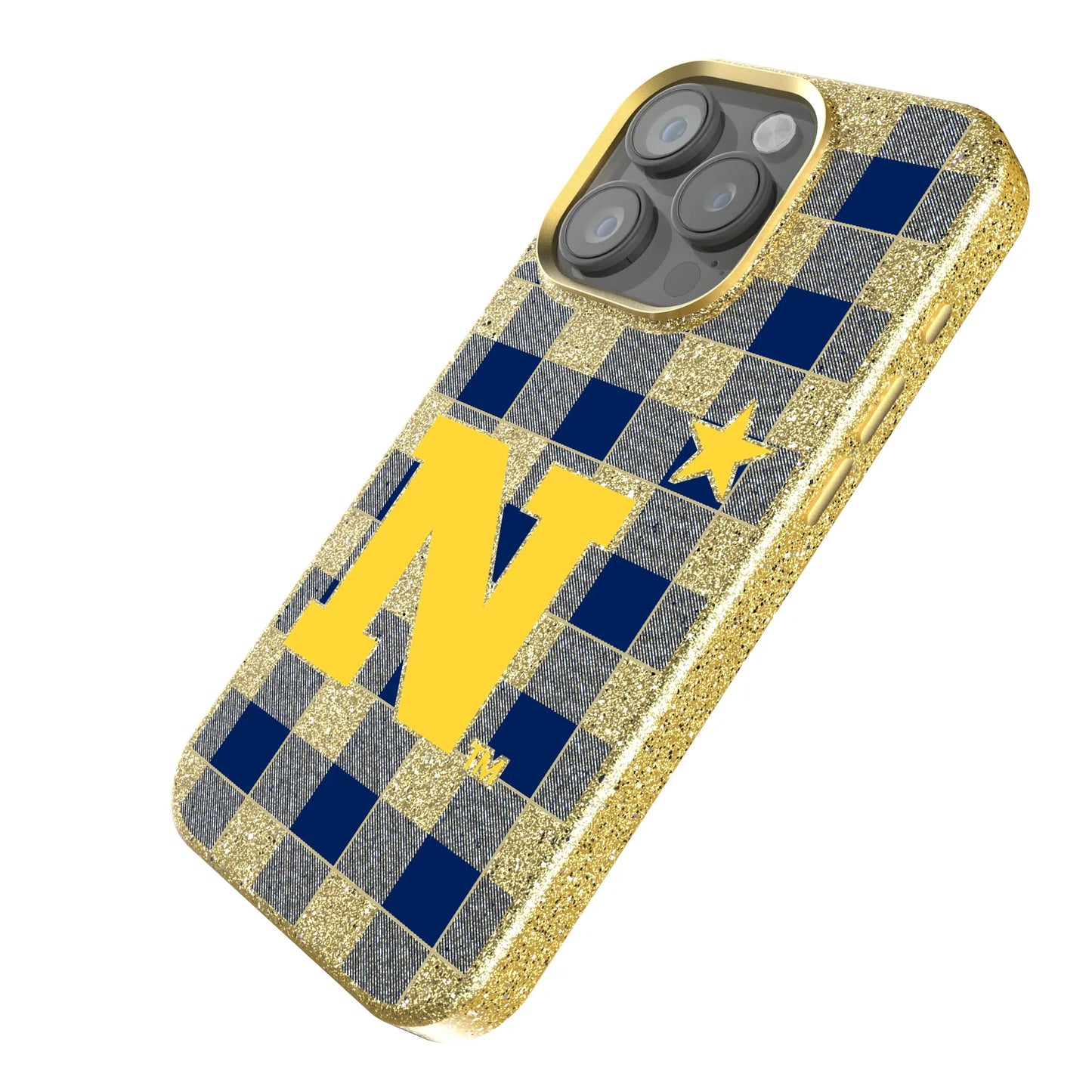 United State Naval Academy Midshipmen Plaid Bling Phone Case for Apple iPhone