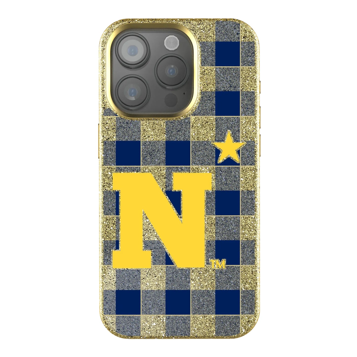 United State Naval Academy Midshipmen Plaid Bling Phone Case for Apple iPhone