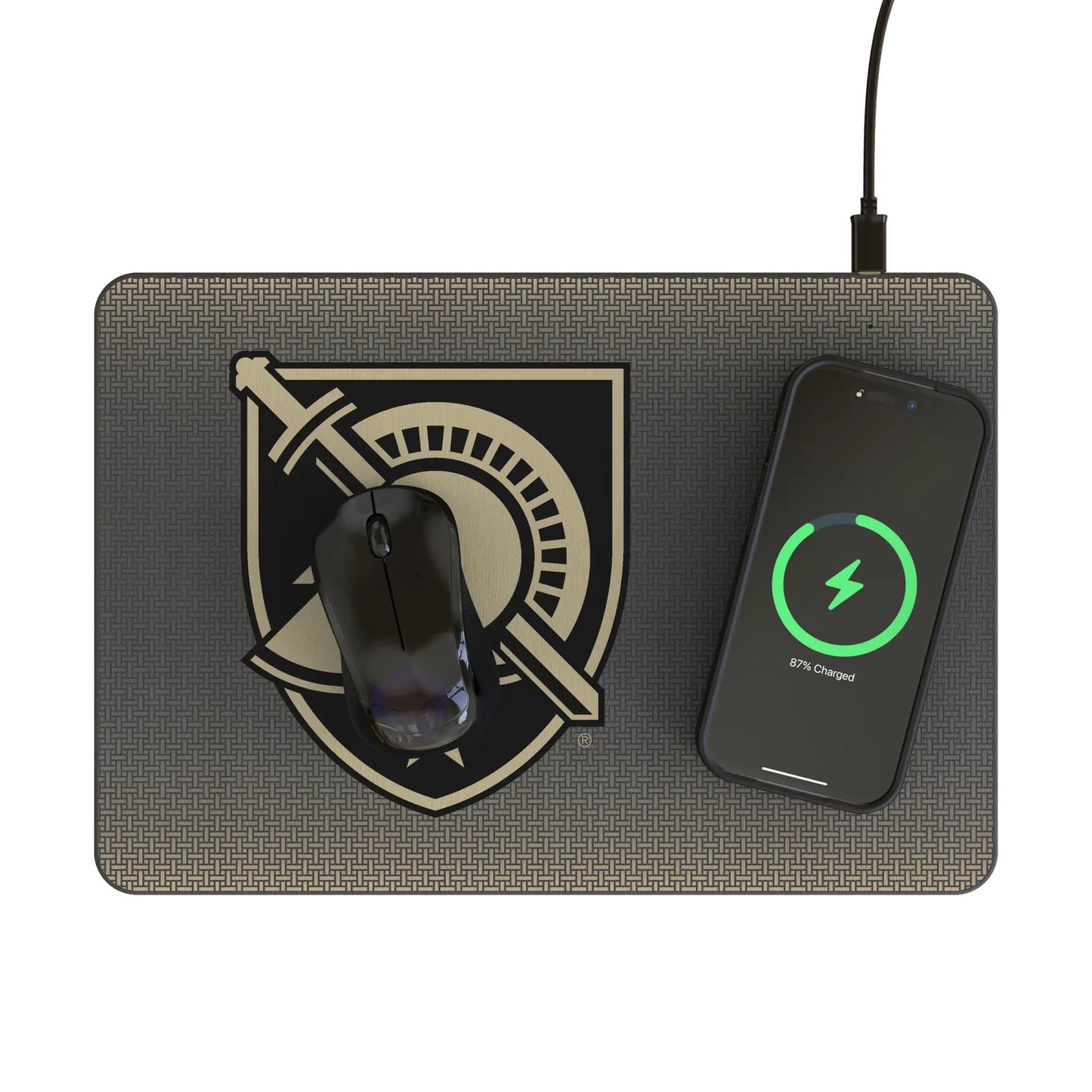 United States Military Academy Black Knights Linen 15-Watt Wireless Charger and Mouse Pad