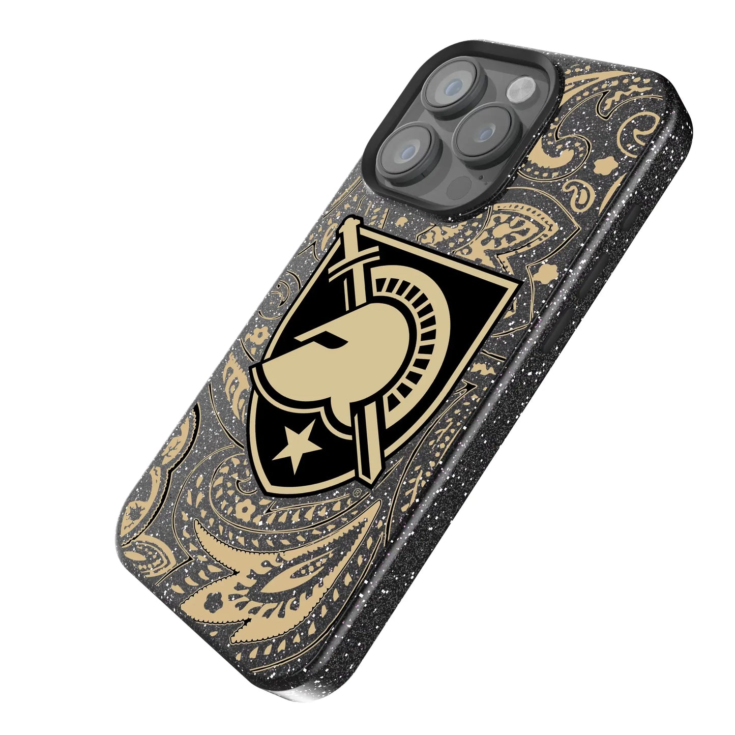 United States Military Academy Black Knights Paisley Black Bling Phone Case for Apple iPhone