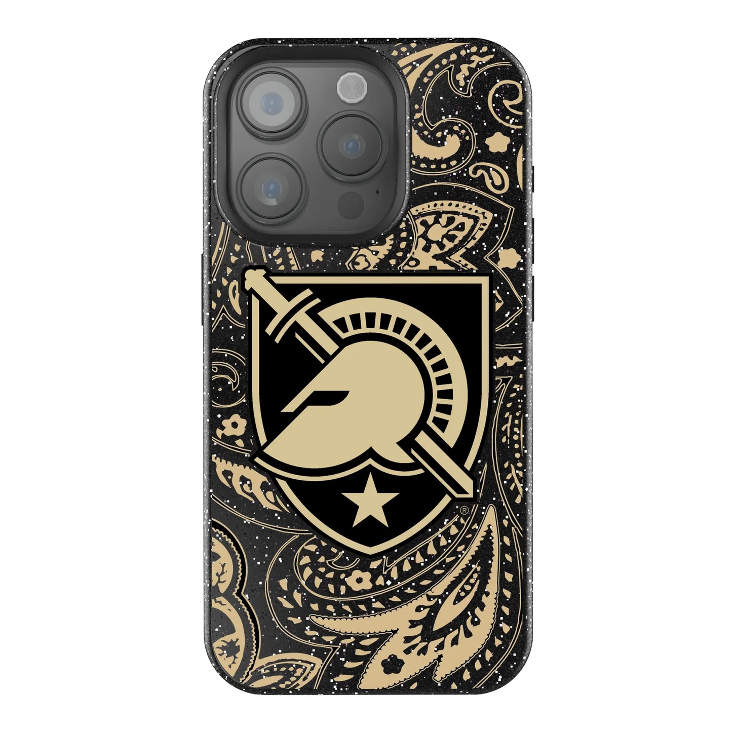 United States Military Academy Black Knights Paisley Black Bling Phone Case for Apple iPhone