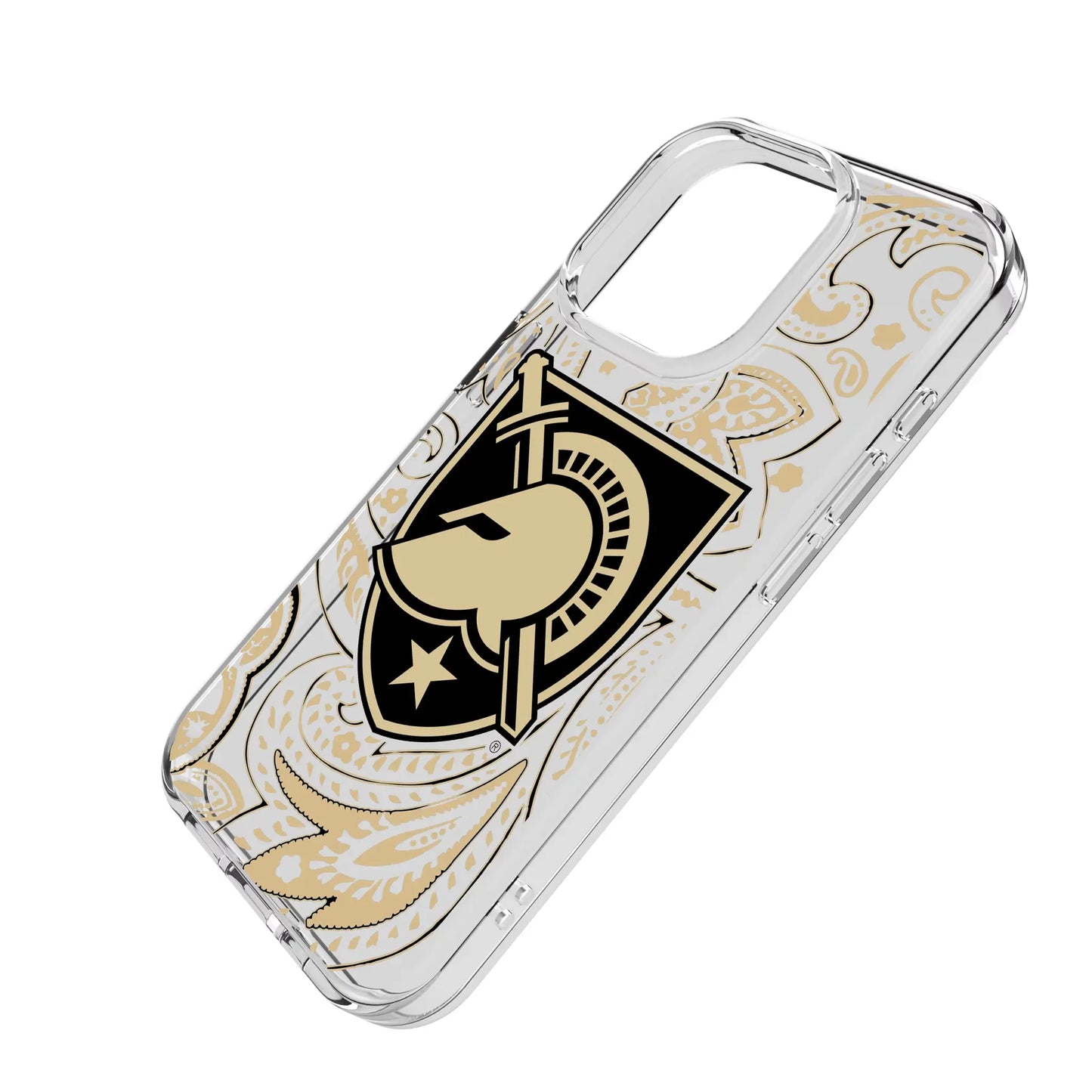 United States Military Academy Black Knights Paisley Clear Phone Case for Apple iPhone