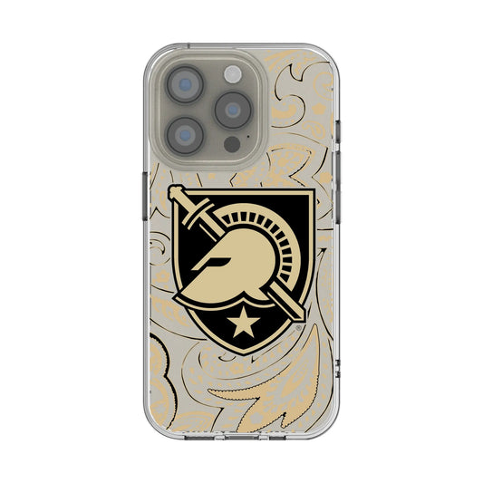 United States Military Academy Black Knights Paisley Clear Phone Case for Apple iPhone