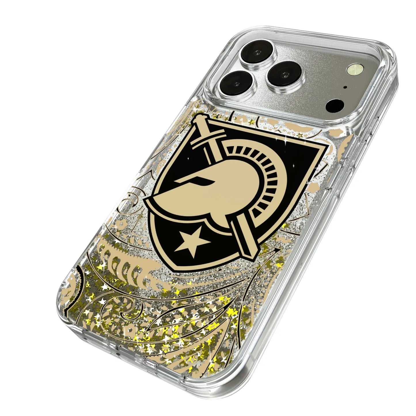 United States Military Academy Black Knights Paisley Glitter Phone Case for Apple iPhone