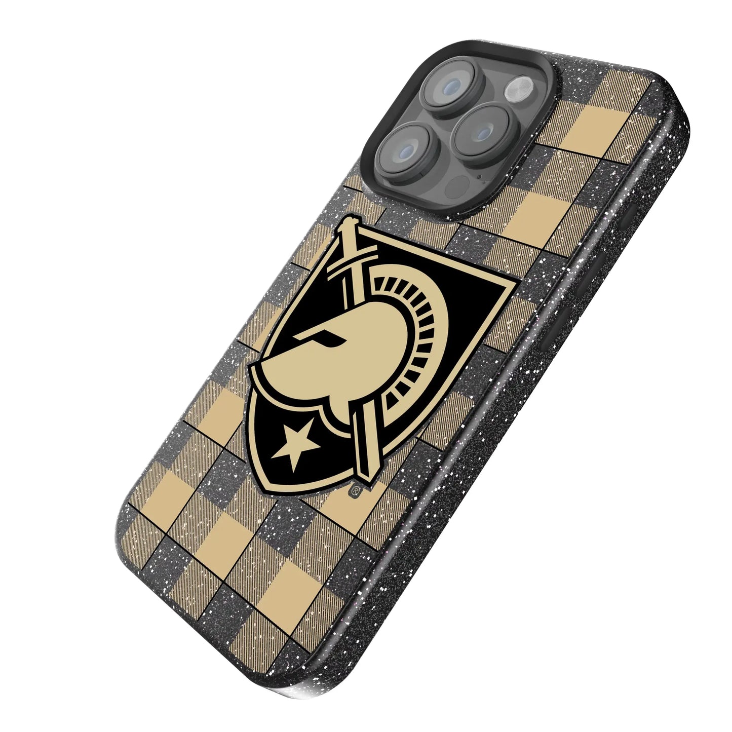 United States Military Academy Black Knights Plaid Black Bling Phone Case for Apple iPhone