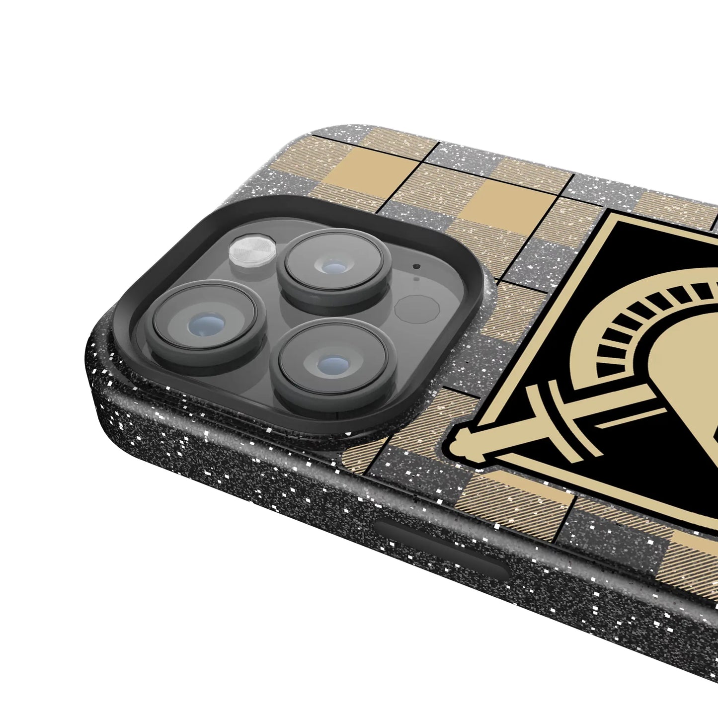 United States Military Academy Black Knights Plaid Black Bling Phone Case for Apple iPhone