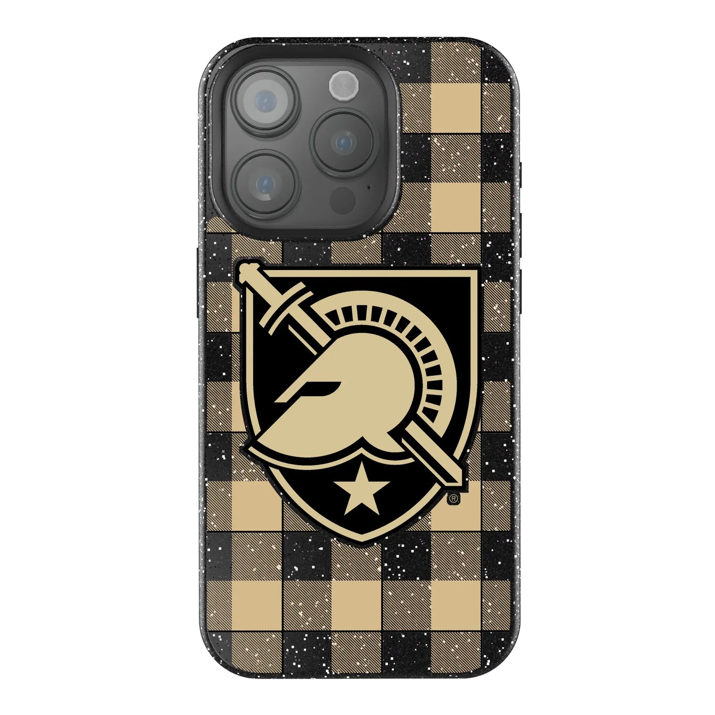 United States Military Academy Black Knights Plaid Black Bling Phone Case for Apple iPhone