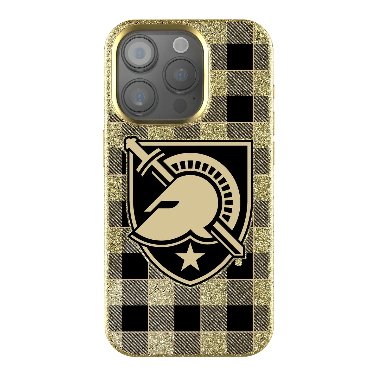 United States Military Academy Black Knights Plaid Bling Phone Case for Apple iPhone