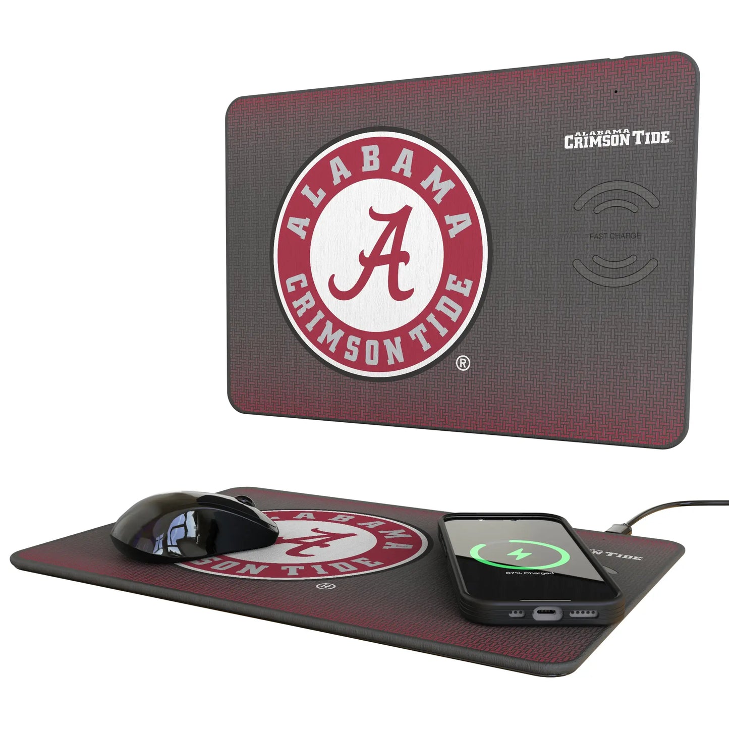 University of Alabama Crimson Tide Linen 15-Watt Wireless Charger and Mouse Pad