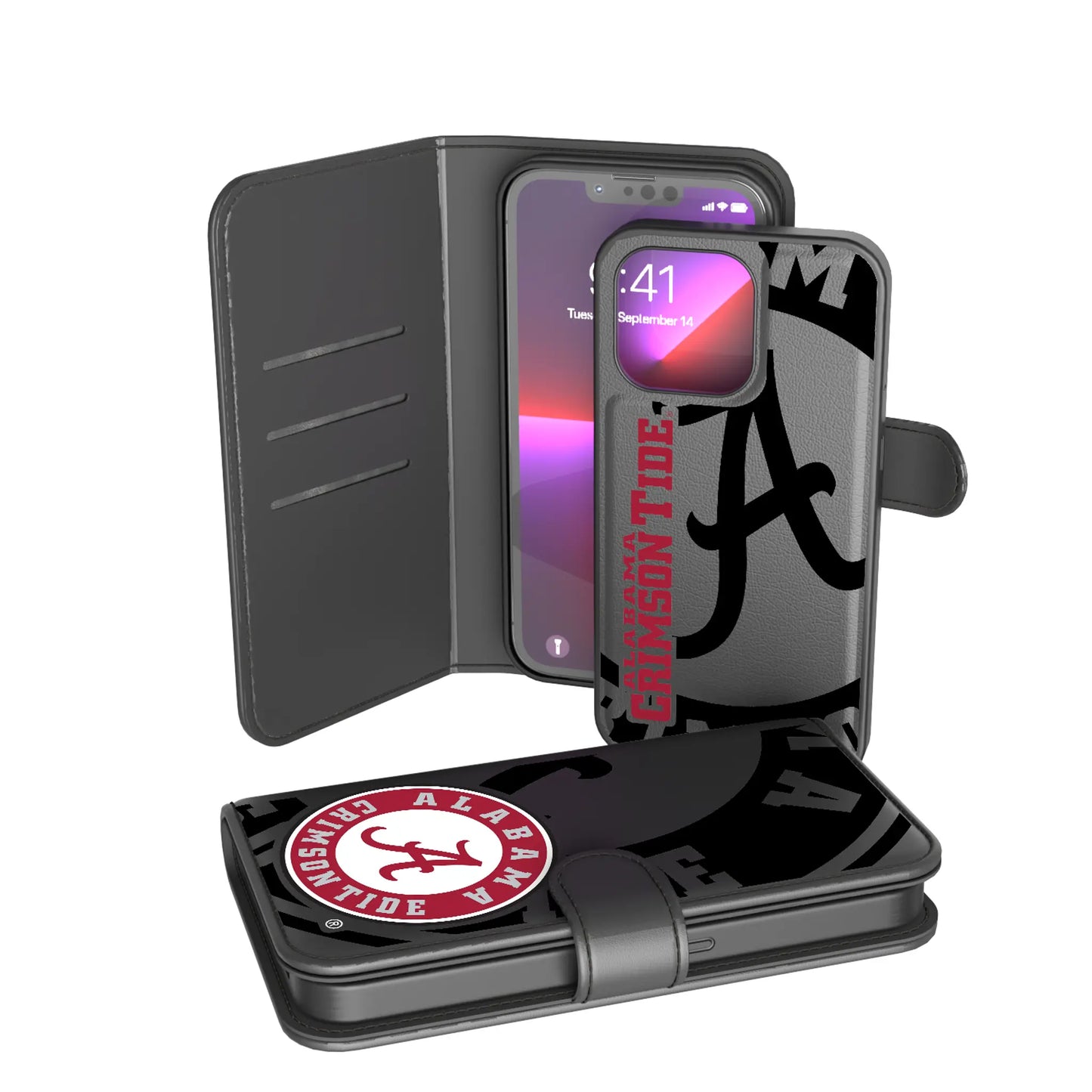 University of Alabama Crimson Tide Monocolor Tilt Wallet Phone Case for Apple iPhone