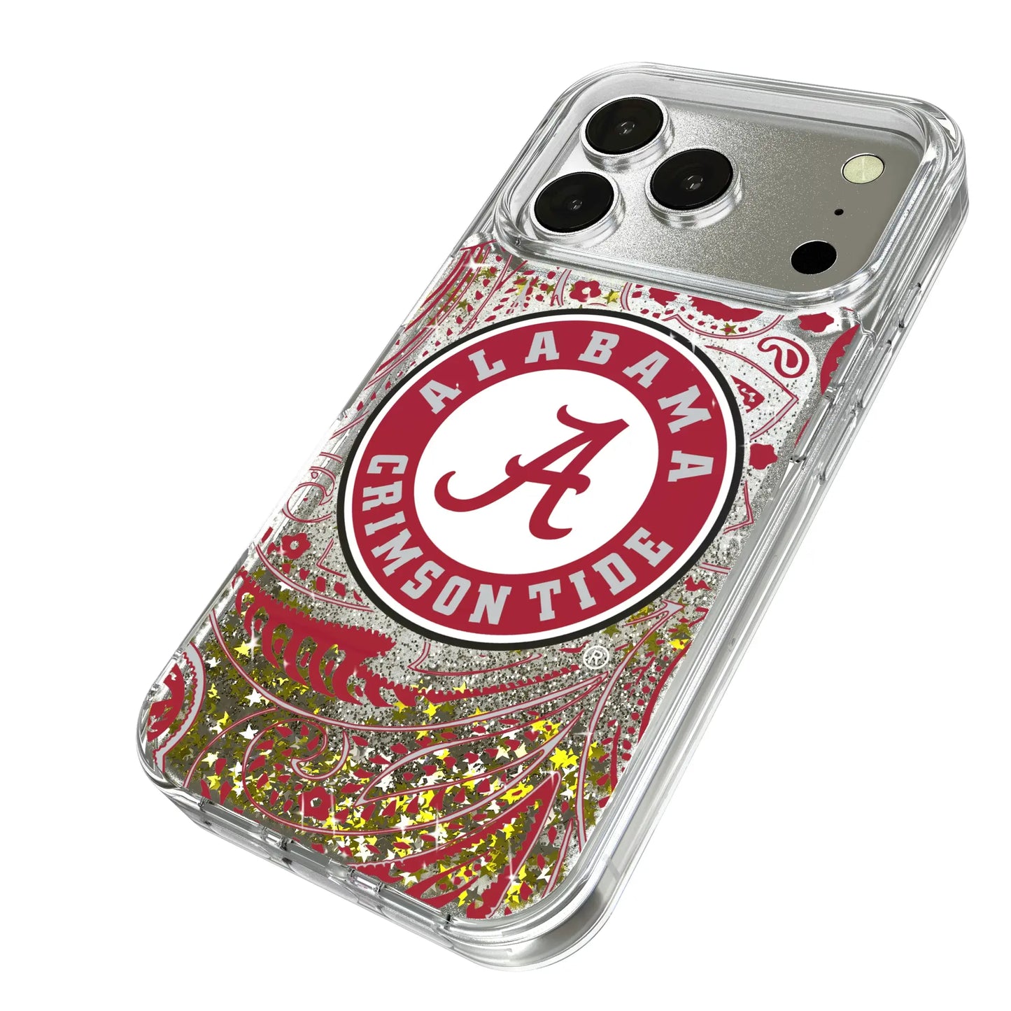 University of Alabama Crimson Tide Paisley Glitter Phone Case for Apple iPhone