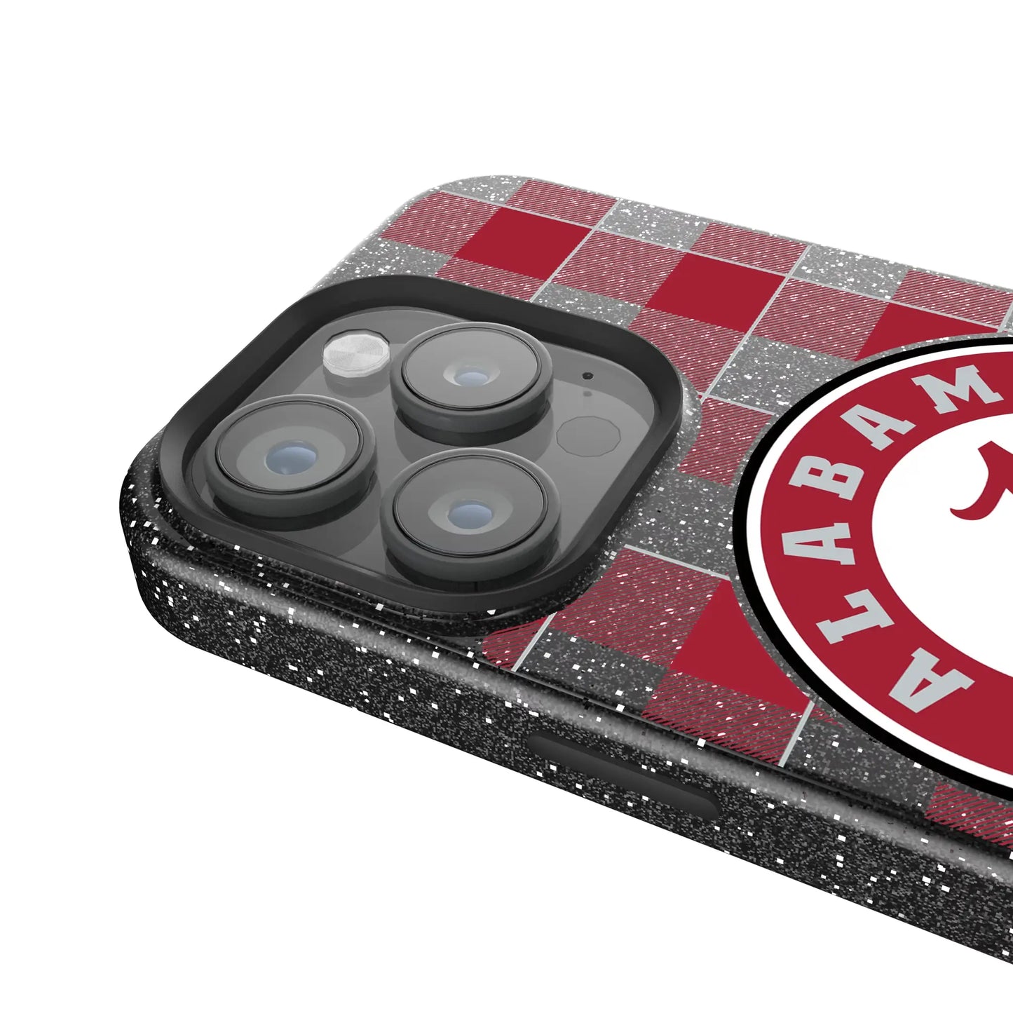 University of Alabama Crimson Tide Plaid Black Bling Phone Case for Apple iPhone