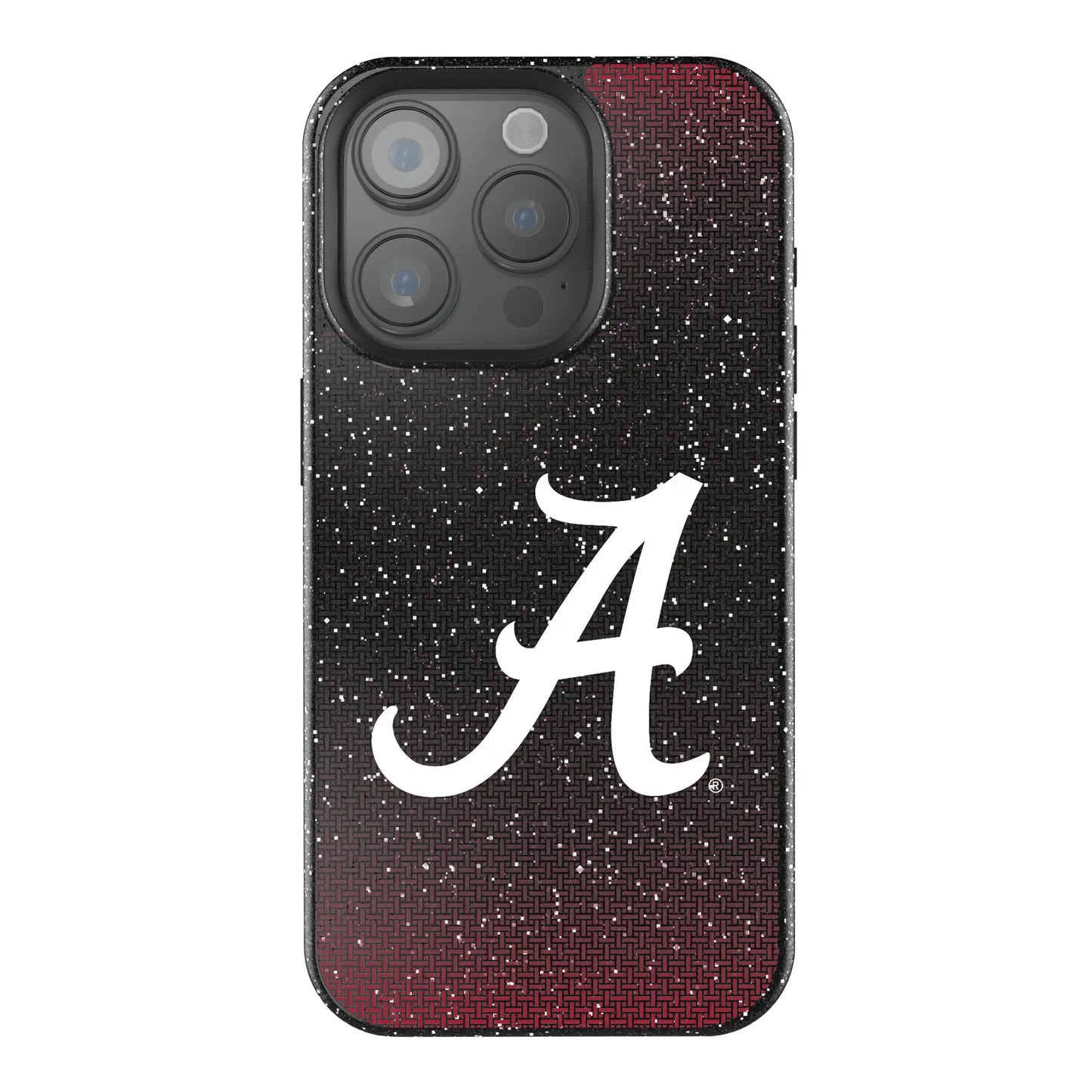 University of Alabama Crimson Tide Script A Linen Black Bling Phone Case for Apple iPhone