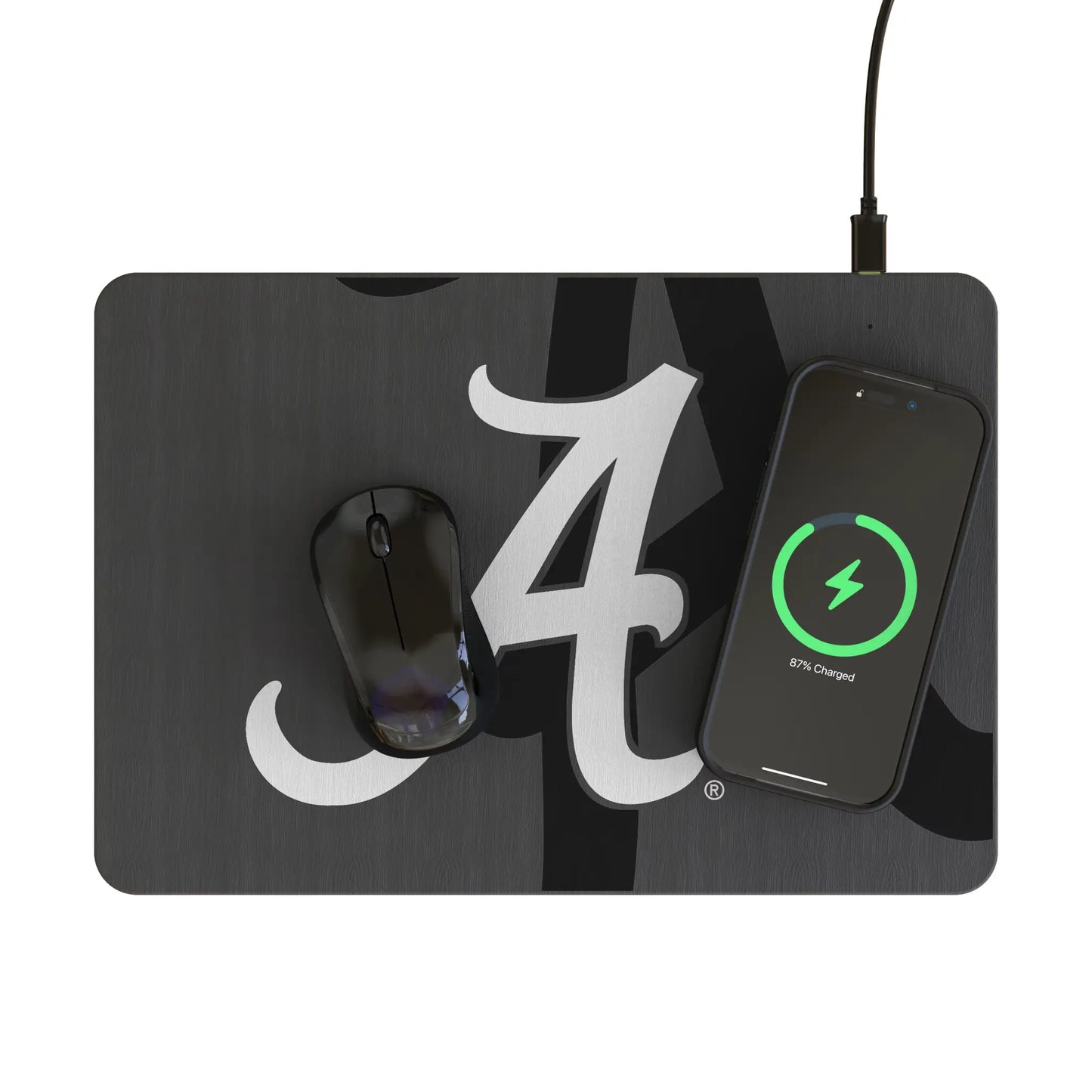 University of Alabama Crimson Tide Script A Monocolor Tilt 15-Watt Wireless Charger and Mouse Pad
