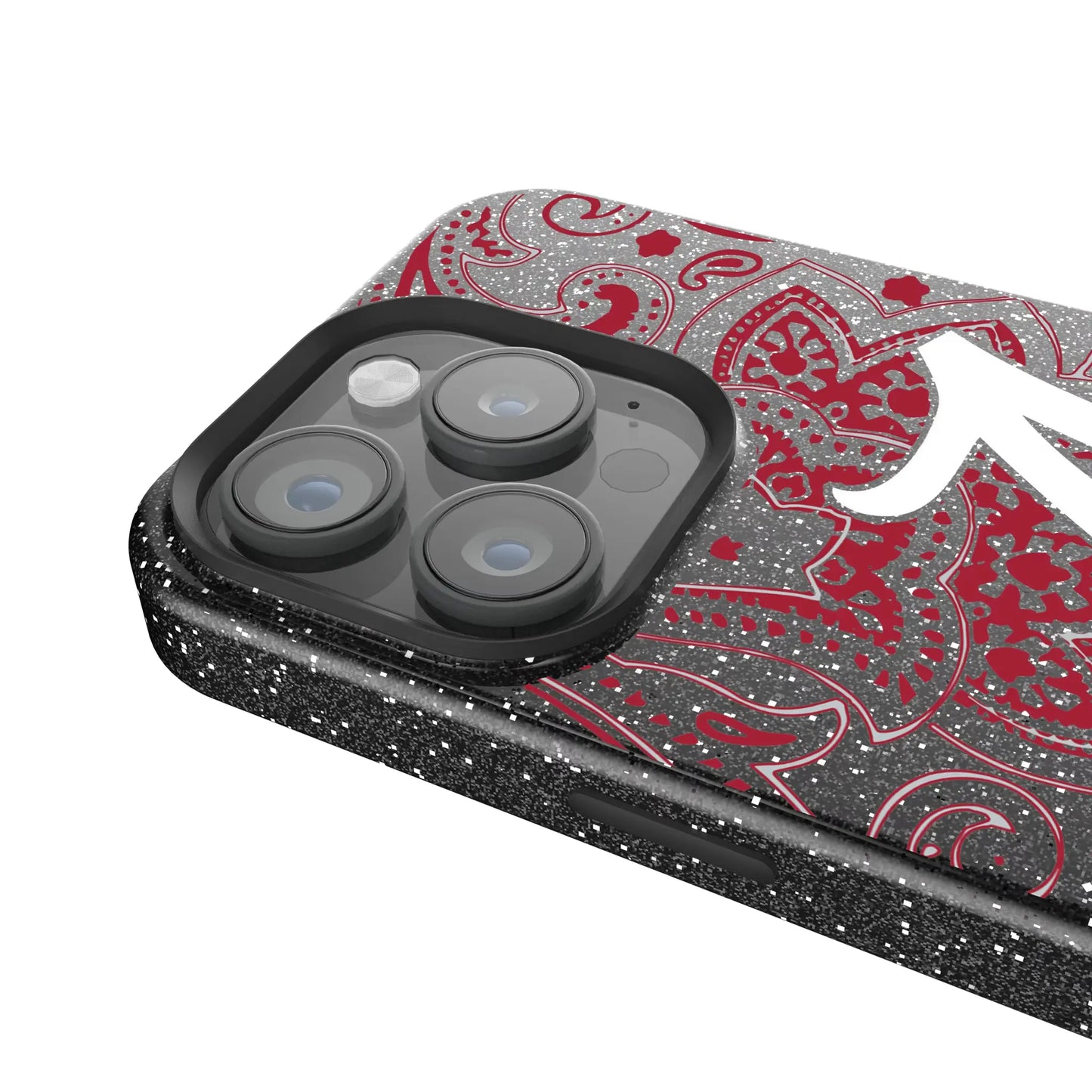 University of Alabama Crimson Tide Script A Paisley Black Bling Phone Case for Apple iPhone