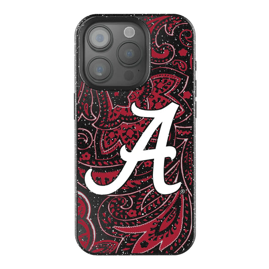 University of Alabama Crimson Tide Script A Paisley Black Bling Phone Case for Apple iPhone