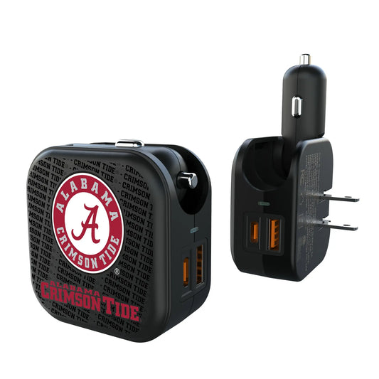 University of Alabama Crimson Tide Text Backdrop 2 in 1 USB A/C Charger