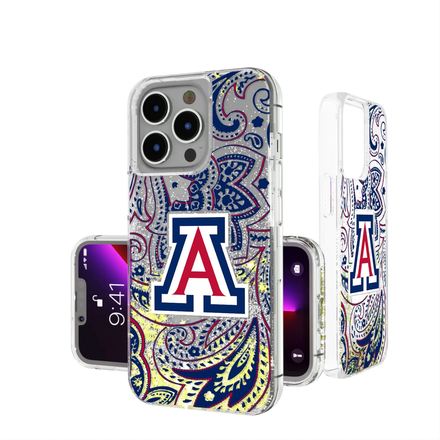 University of Arizona Wildcats Paisley Glitter Phone Case for Apple iPhone