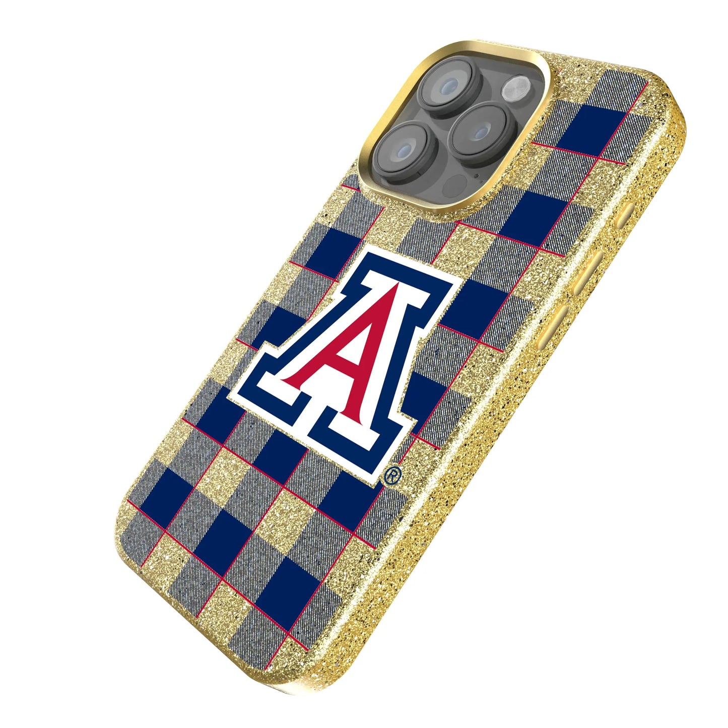 University of Arizona Wildcats Plaid Bling Phone Case for Apple iPhone