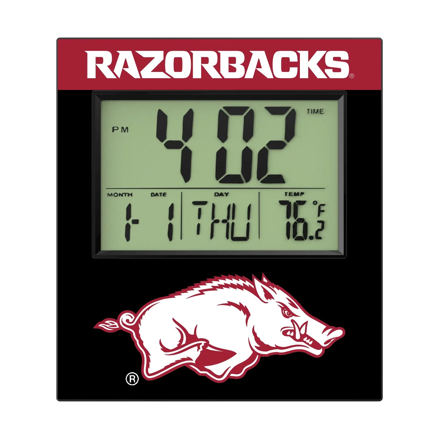 University of Arkansas Fayetteville Razorbacks Color Block Wall Clock